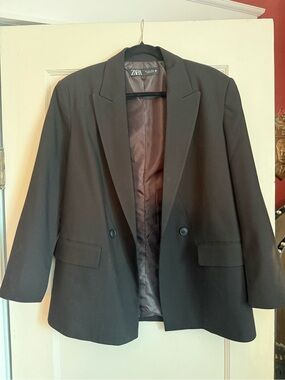 Zara Black Lined Jacket with Branded Label